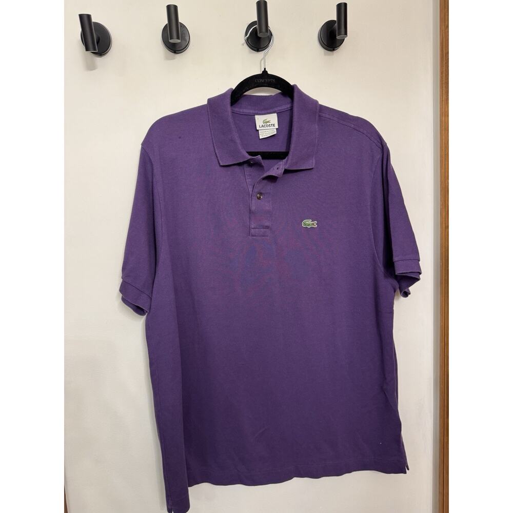 Lacoste Polo Shirt Men Size 7 (XL) Adult Purple Casual Classic Fit Cotton Preppy